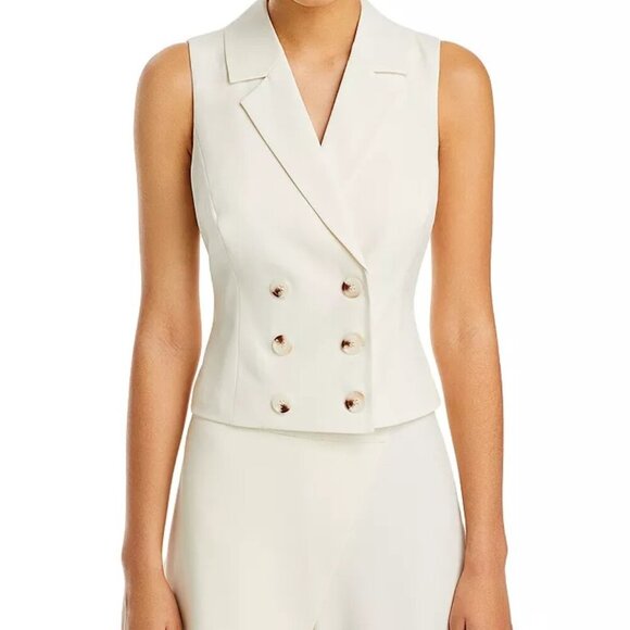 AQUA Double-Breasted Vest Ivory M NWT - Picture 2 of 8